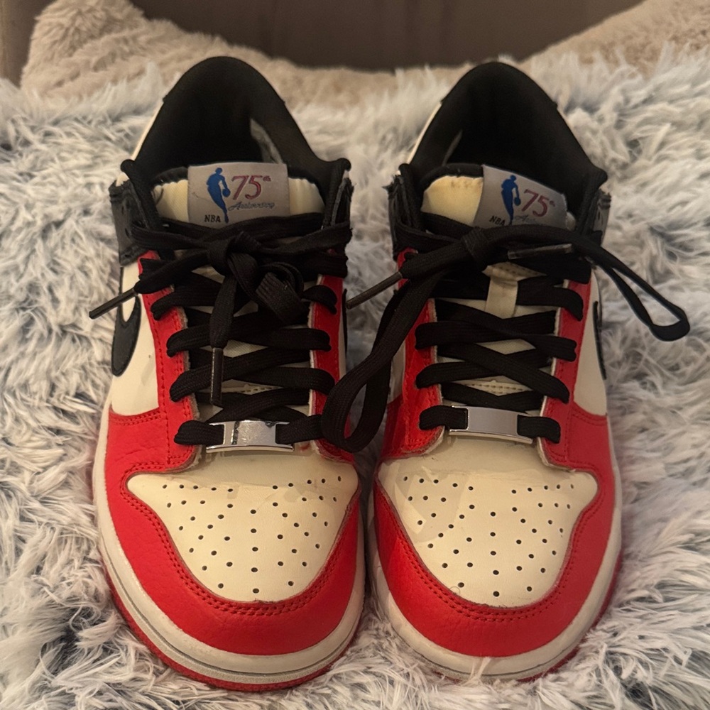 Red, White and Black 75th NBA Anniversary Nike Dunks (No Insoles)
